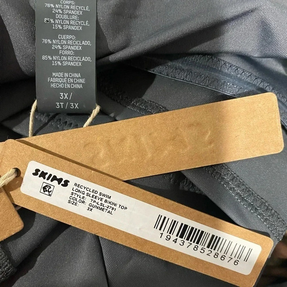 Skims Swim Nwt Skims Swim Long Sleeve Bikini Top Gunmetal Size 3X new with tags - Picture 6 of 9